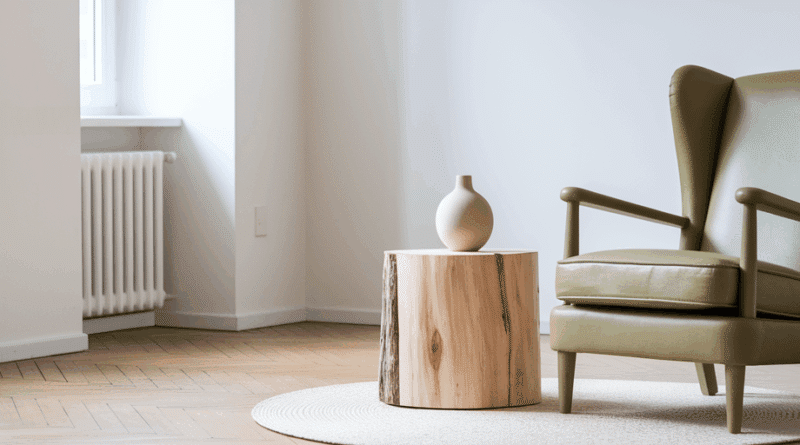 Stilvoll eingerichtete Ecke mit upgecyceltem Sessel